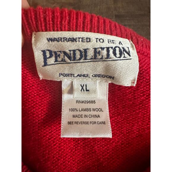 PENDLETON Sweater Women Large Cardigan Red 100% Lambs Wool Metal Buttons Soft XL - Picture 9 of 9